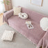 Boho Herringbone Sofa Throw Blanket with Pom Pom Tassels Stylish Furniture Slipcover