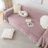 Couch Cover Sectional L Shape Chenille Herringbone Couch Throw Cover with Tassel Pom-Poms for Pets