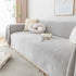 Boho Herringbone Sofa Throw Blanket with Pom Pom Tassels Stylish Furniture Slipcover