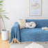 Boho Herringbone Sofa Throw Blanket with Pom Pom Tassels Stylish Furniture Slipcover