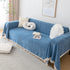 Couch Cover Sectional L Shape Chenille Herringbone Couch Throw Cover with Tassel Pom-Poms for Pets