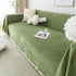 Couch Cover Sectional L Shape Chenille Herringbone Couch Throw Cover with Tassel Pom-Poms for Pets