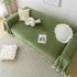 Couch Cover Sectional L Shape Chenille Herringbone Couch Throw Cover with Tassel Pom-Poms for Pets