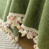 Boho Herringbone Sofa Throw Blanket with Pom Pom Tassels Stylish Furniture Slipcover