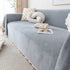Couch Cover Sectional L Shape Chenille Herringbone Couch Throw Cover with Tassel Pom-Poms for Pets