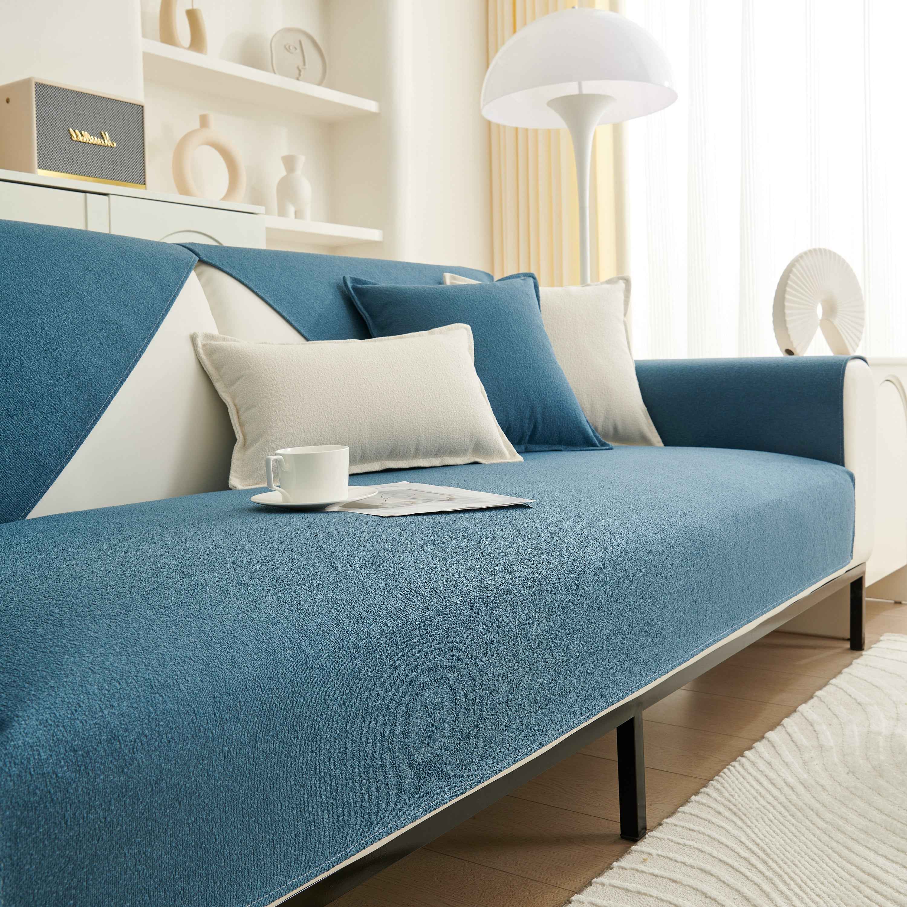 Luxurious Teddy Velvet Solid Sofa Towel - Non-Slip Waterproof Sofa Cover Furniture Protector and Pet Couch Cover