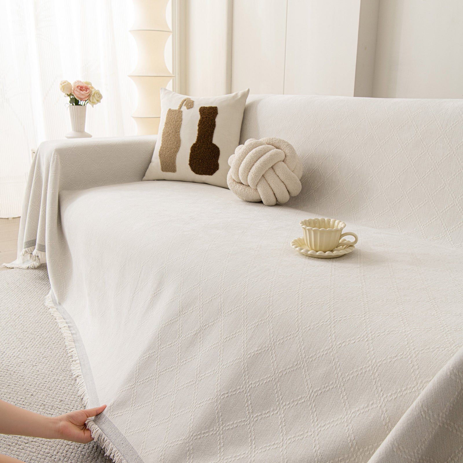 Soft Textured Couch Cover Slipcover Blanket, Modern Couch Covers for Dogs Washable