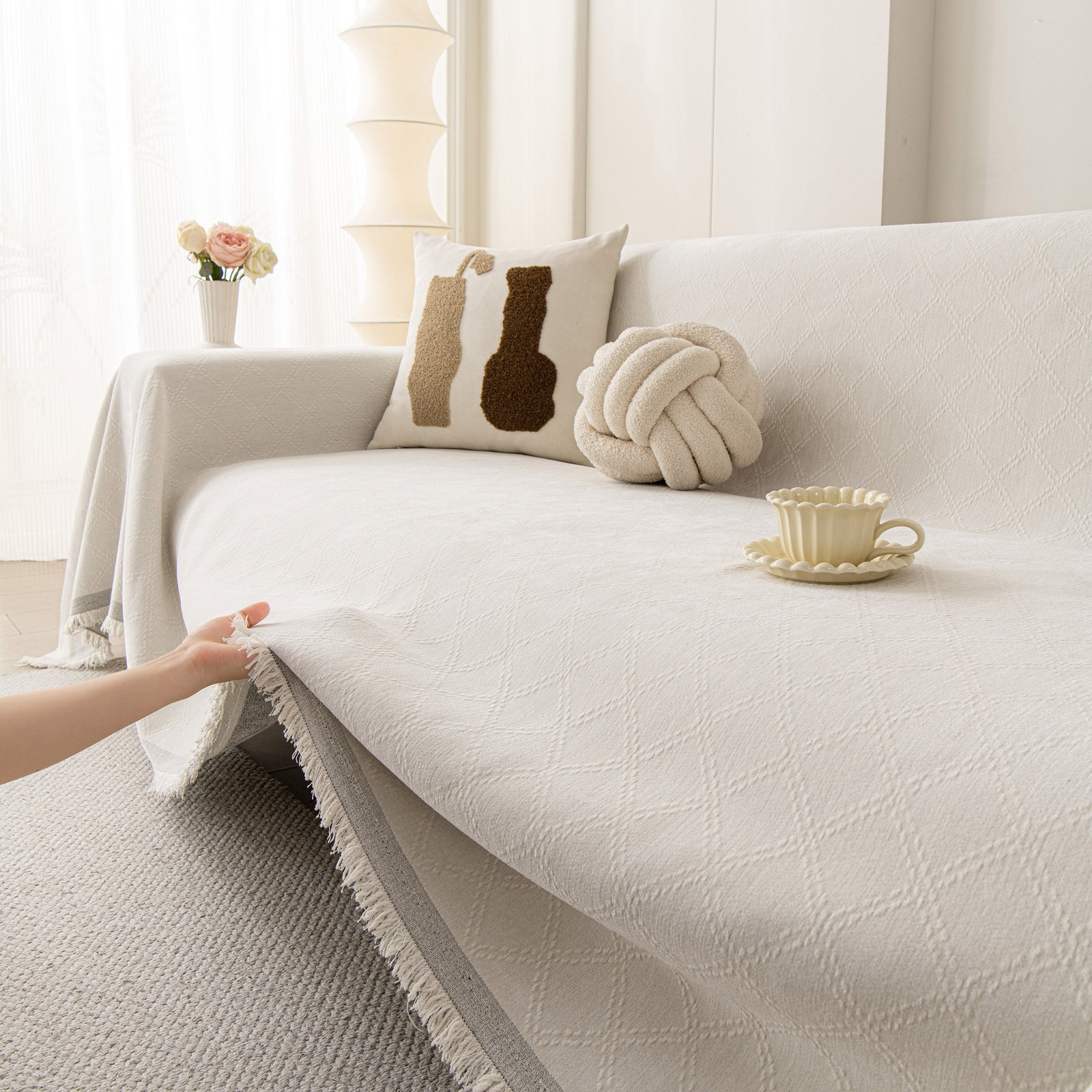 Soft Textured Couch Cover Slipcover Blanket, Modern Couch Covers for Dogs Washable