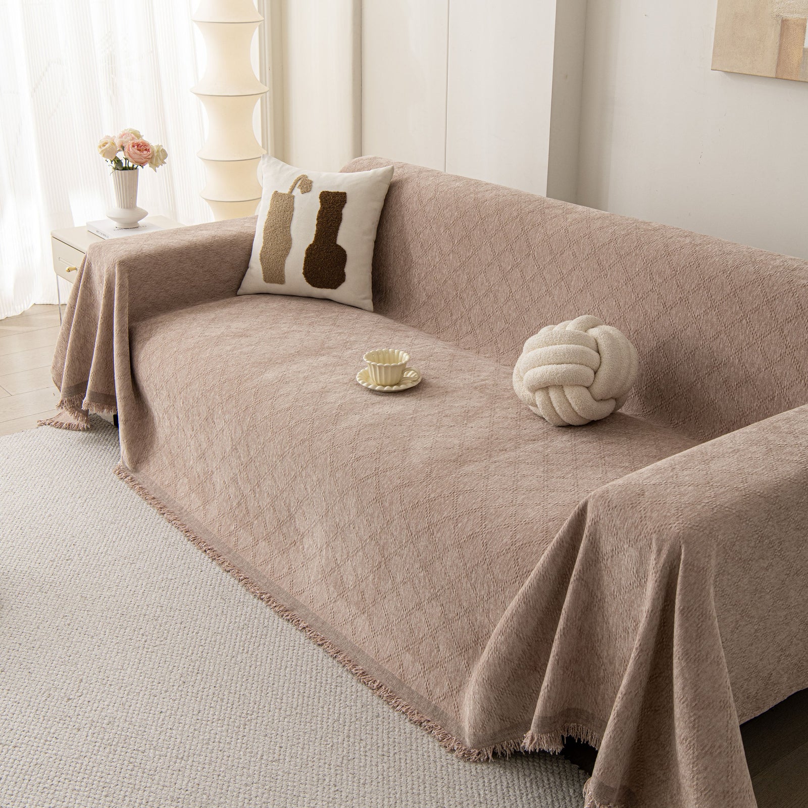 Soft Textured Couch Cover Slipcover Blanket, Modern Couch Covers for Dogs Washable