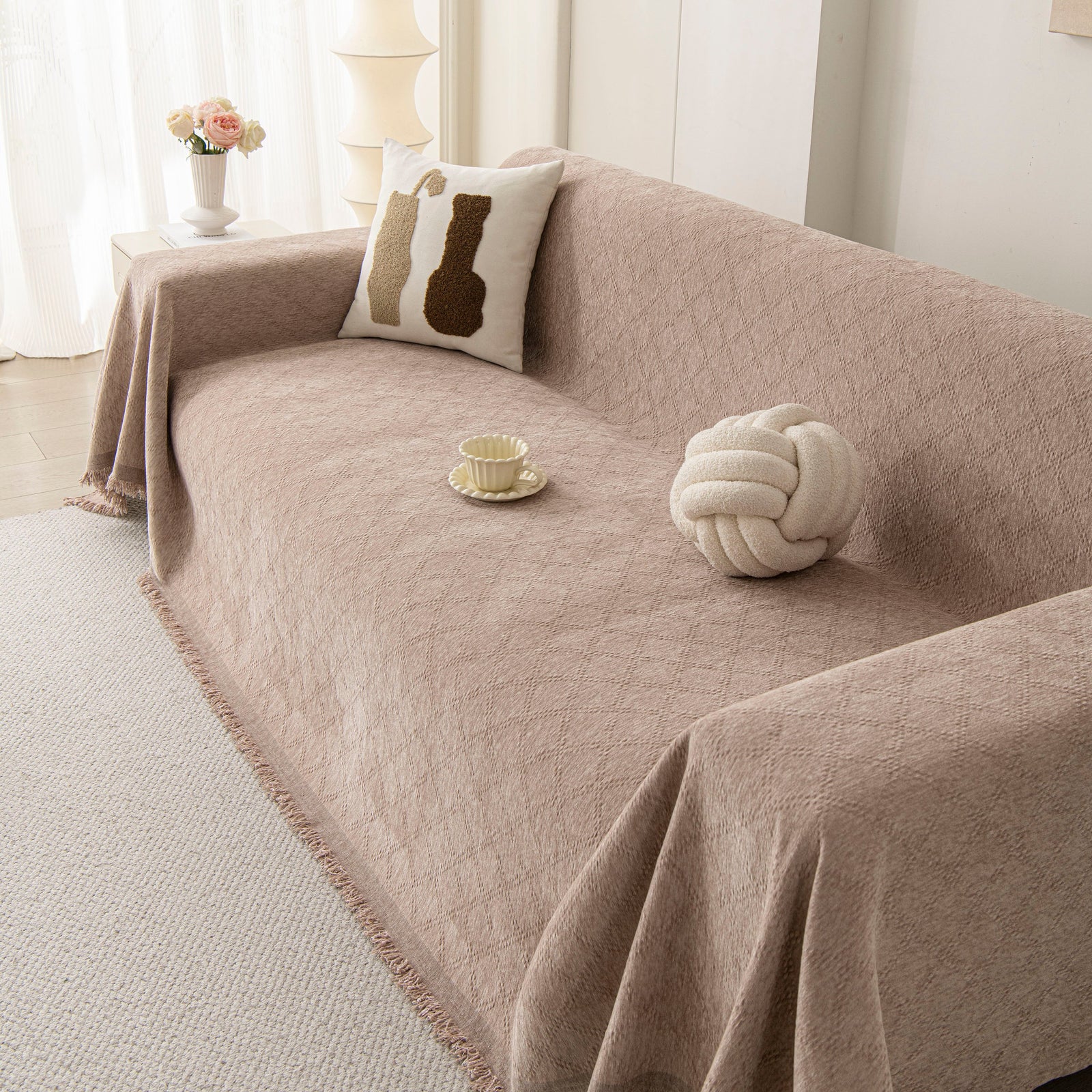 Soft Textured Couch Cover Slipcover Blanket, Modern Couch Covers for Dogs Washable