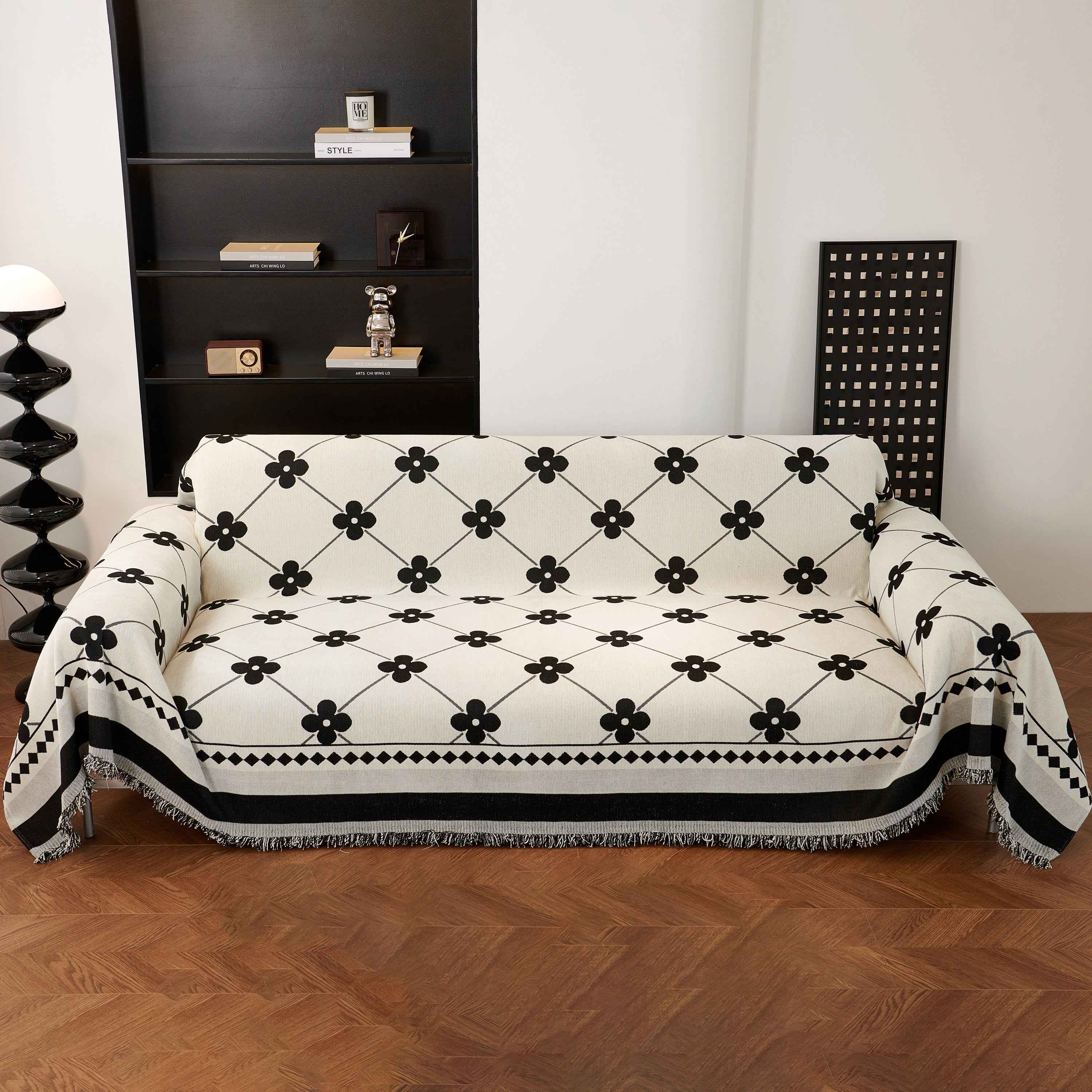 Comfy Four-Leaf Clover Hope Faith Love Luck Blanket for Couch, Chenille Scratch Proof Sofa Blanket Covers
