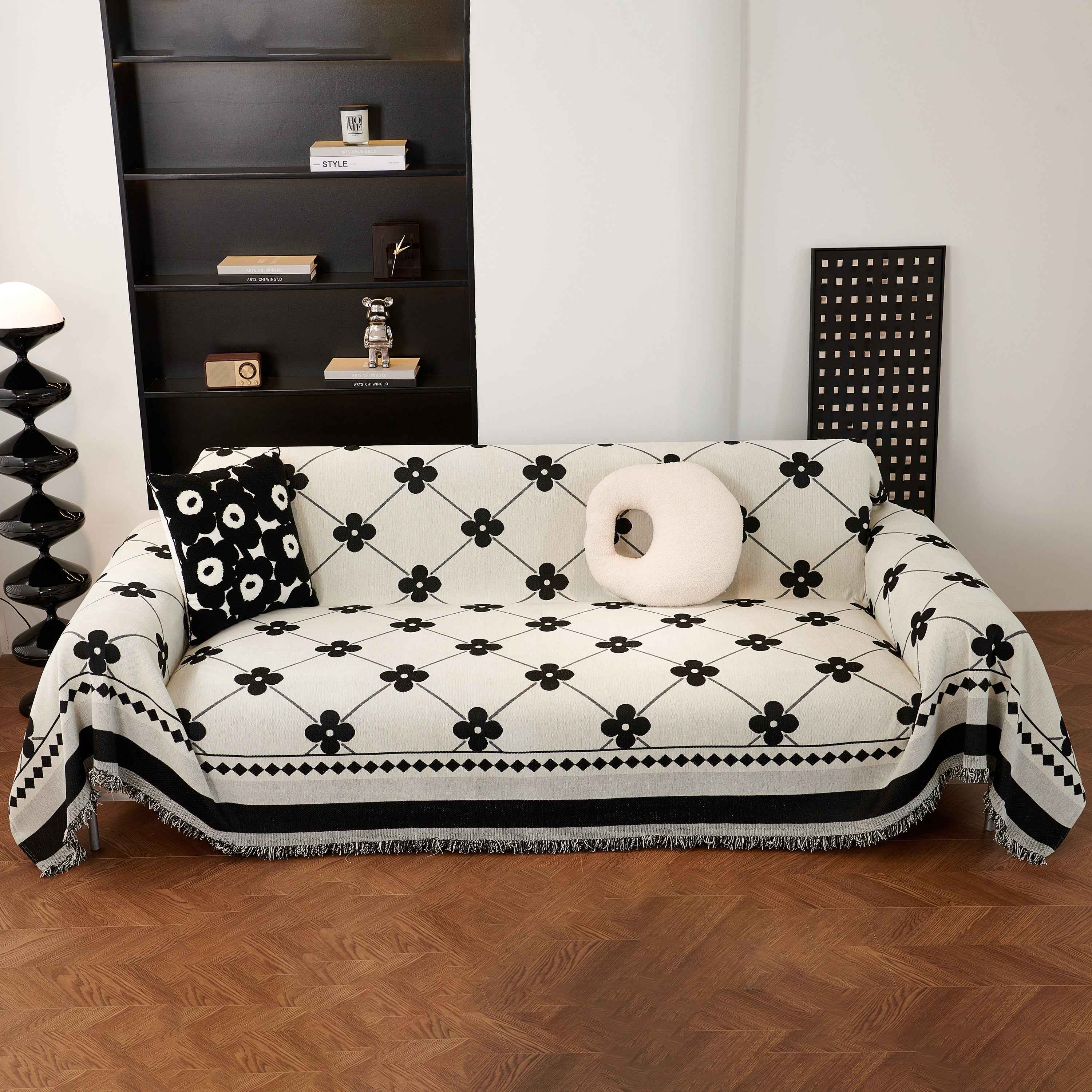 Comfy Four-Leaf Clover Hope Faith Love Luck Blanket for Couch, Chenille Scratch Proof Sofa Blanket Covers