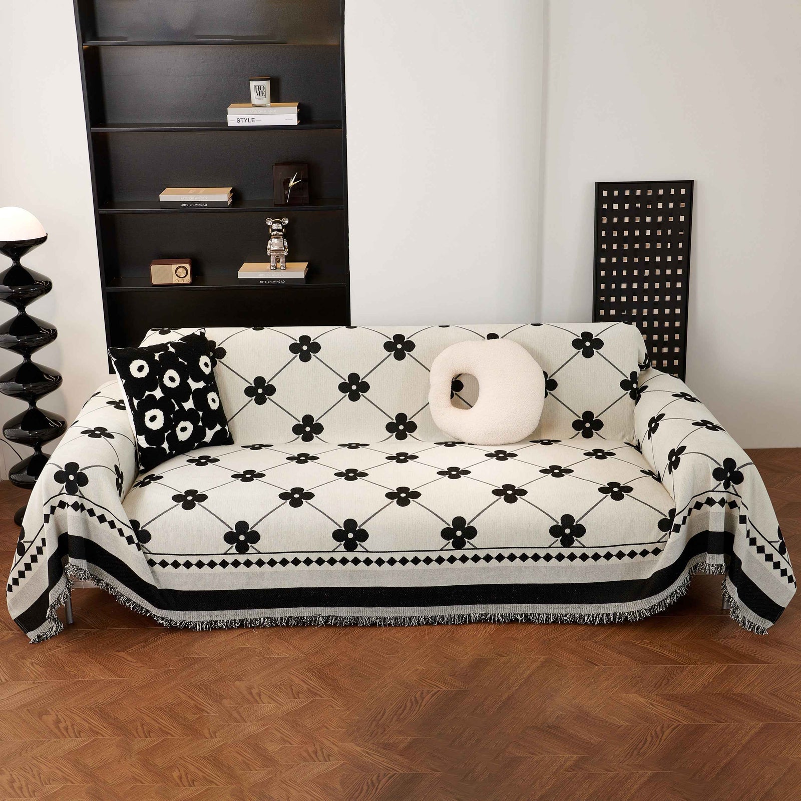 Comfy Four-Leaf Clover Hope Faith Love Luck Blanket for Couch, Chenille Scratch Proof Sofa Blanket Covers