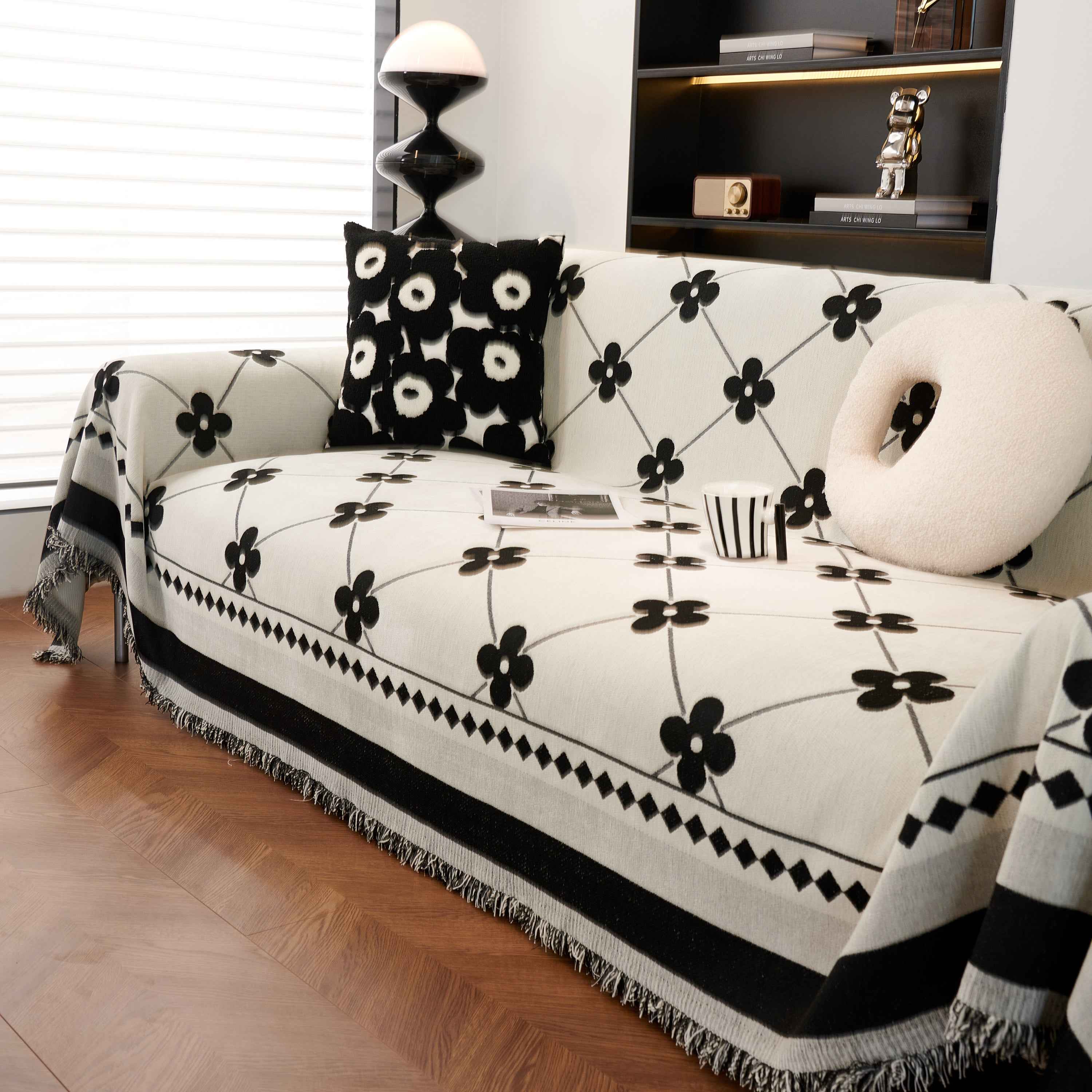 Comfy Four-Leaf Clover Hope Faith Love Luck Blanket for Couch, Chenille Scratch Proof Sofa Blanket Covers