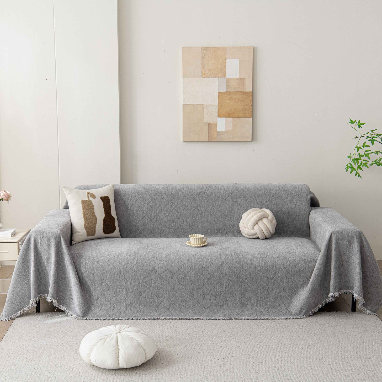 Soft Textured Couch Cover Slipcover Blanket, Modern Couch Covers for Dogs Washable
