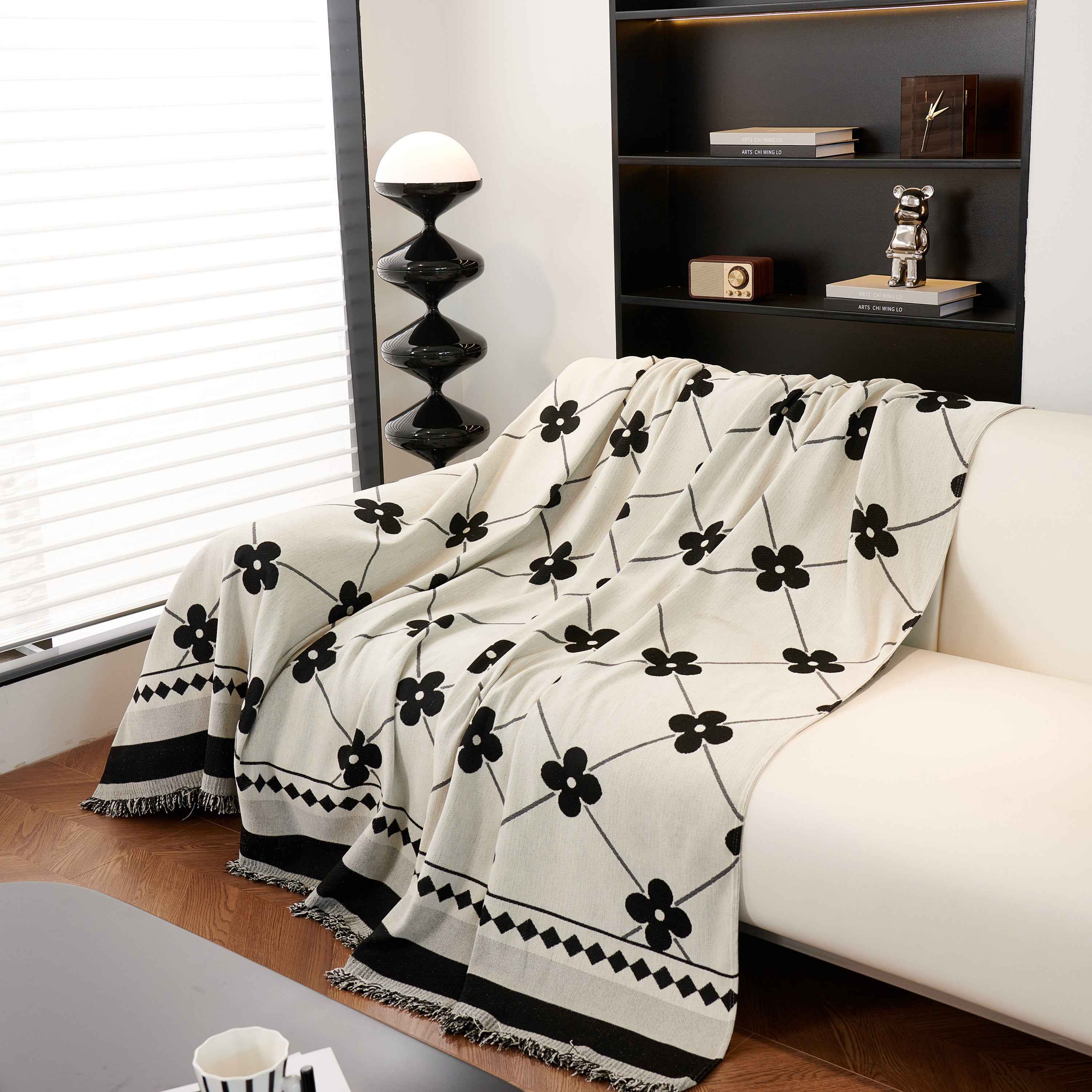 Comfy Four-Leaf Clover Hope Faith Love Luck Blanket for Couch, Chenille Scratch Proof Sofa Blanket Covers
