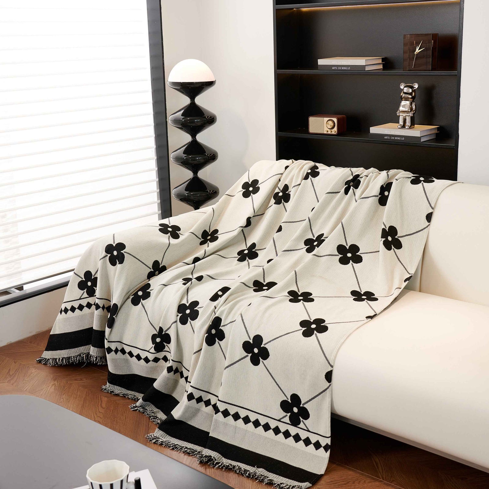 Comfy Four-Leaf Clover Hope Faith Love Luck Blanket for Couch, Chenille Scratch Proof Sofa Blanket Covers