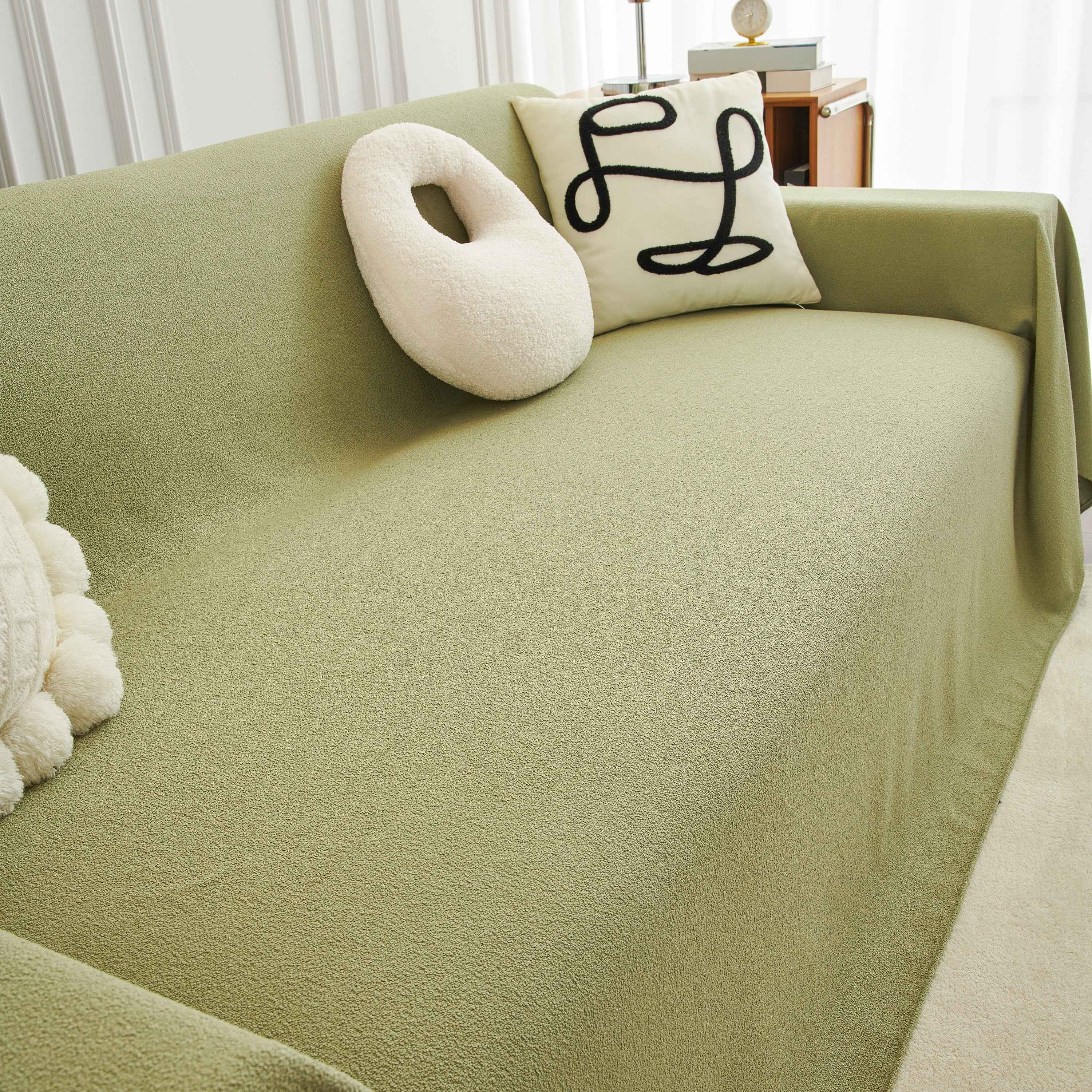 Teddy Throw Blanket and Stylish Slipcover for Couch, Waterproof Sofa Cover for Pets