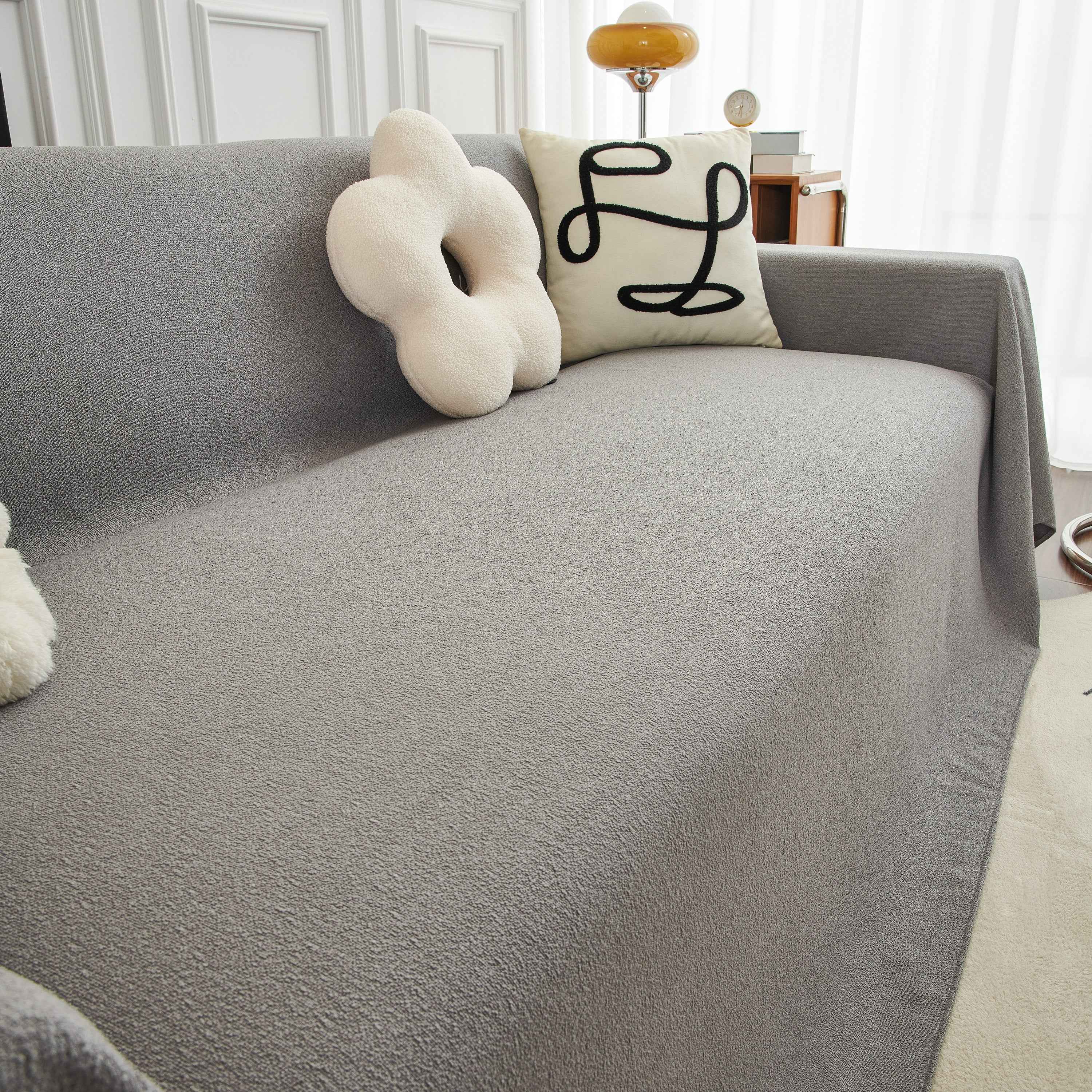 Teddy Throw Blanket and Stylish Slipcover for Couch, Waterproof Sofa Cover for Pets