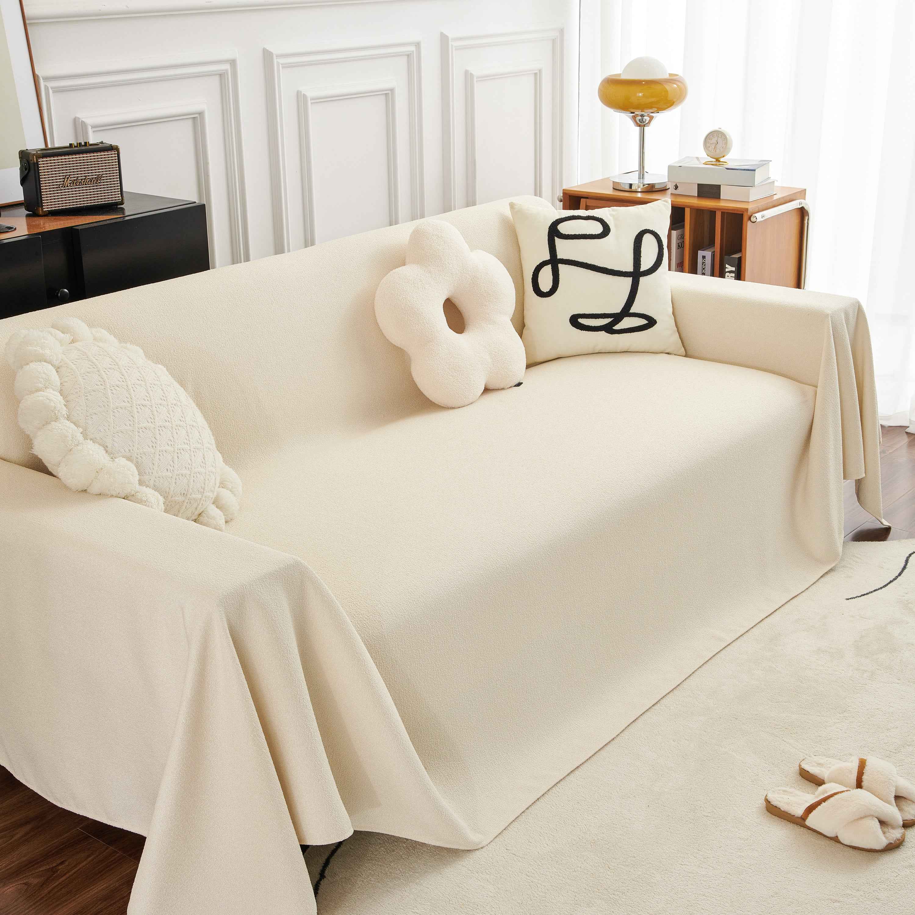 Teddy Throw Blanket and Stylish Slipcover for Couch, Waterproof Sofa Cover for Pets