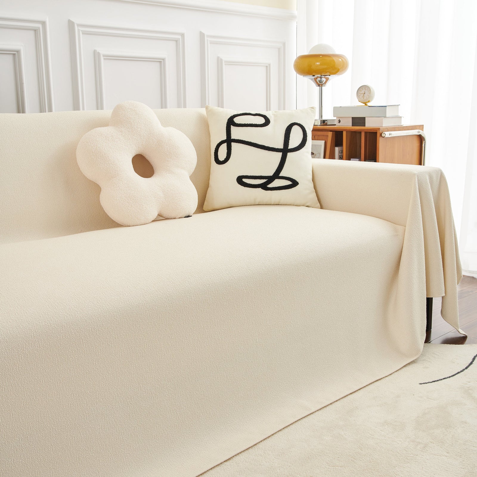 Teddy Throw Blanket and Stylish Slipcover for Couch, Waterproof Sofa Cover for Pets