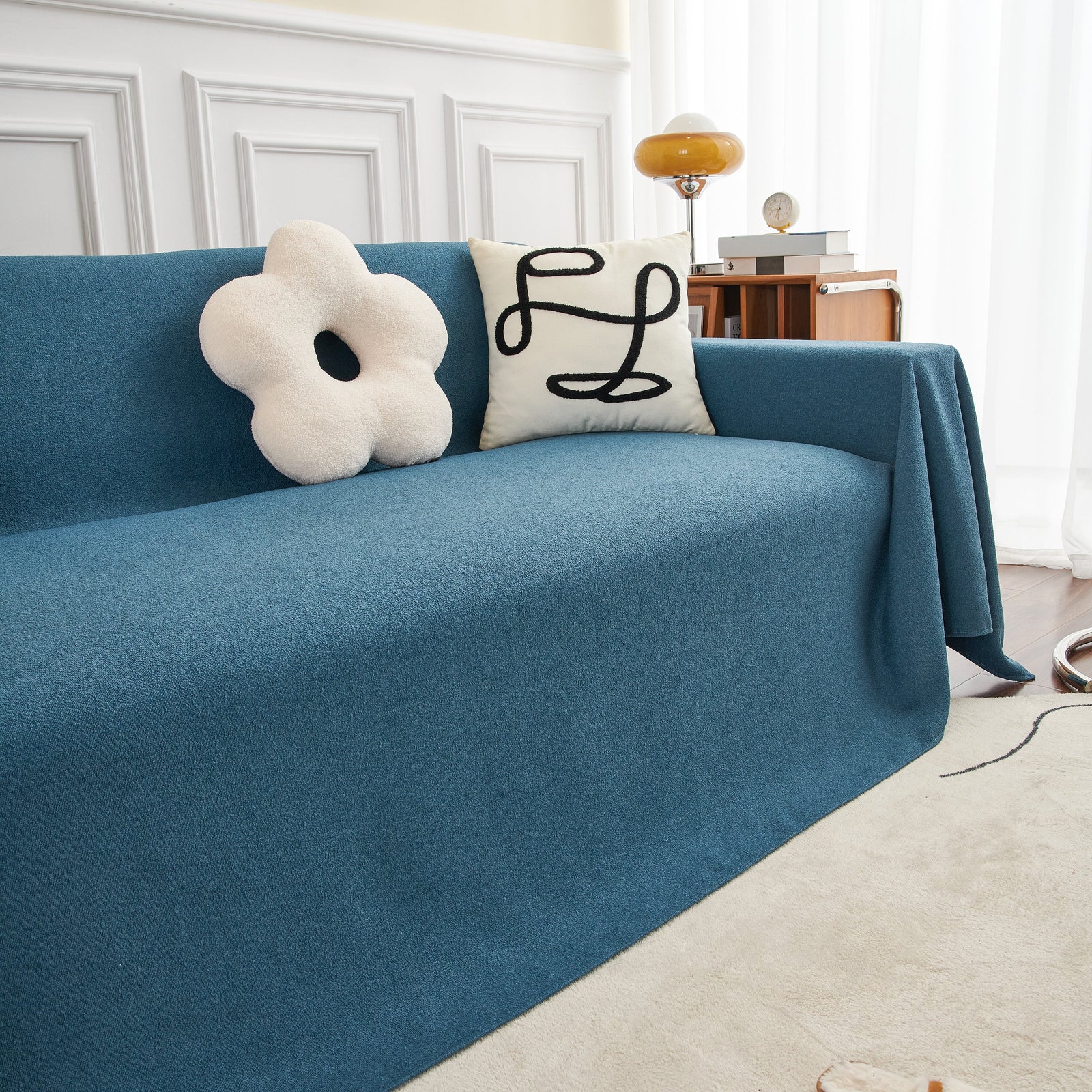 Teddy Throw Blanket and Stylish Slipcover for Couch, Waterproof Sofa Cover for Pets