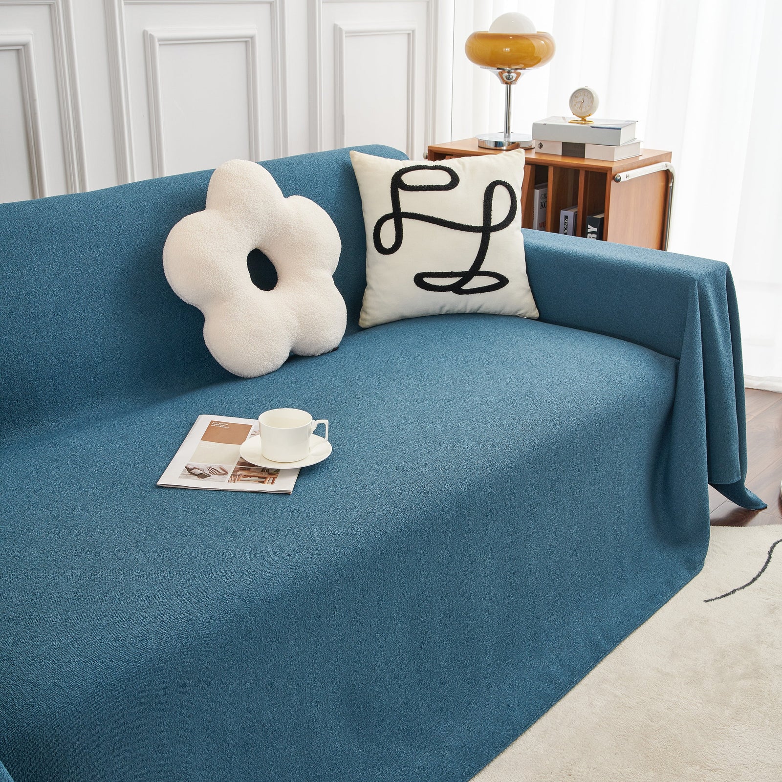 Teddy Throw Blanket and Stylish Slipcover for Couch, Waterproof Sofa Cover for Pets