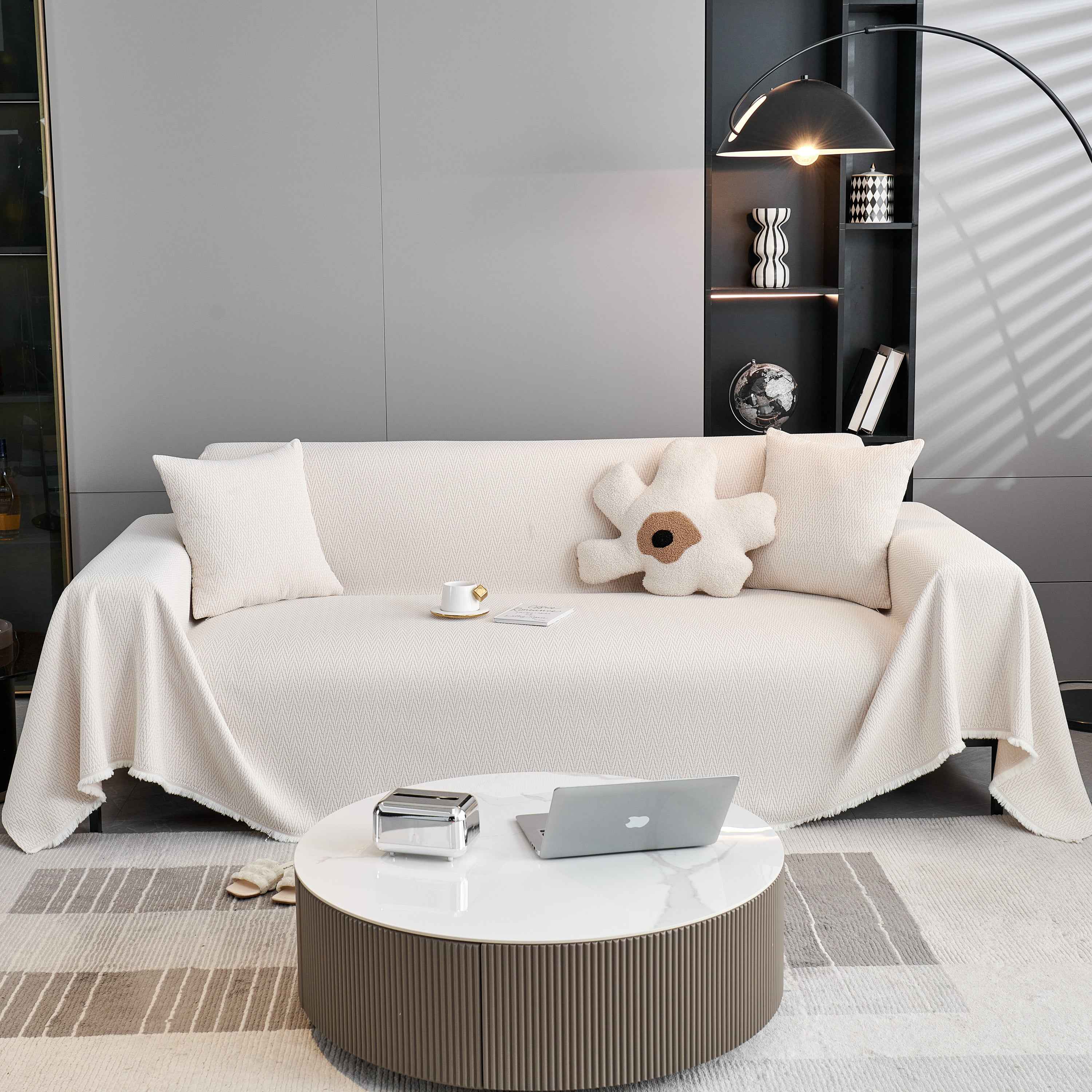 Waterproof Scratch Proof Herringbone Large Throw Blanket for Couch, Chenille Couch Cushion Covers for Pets