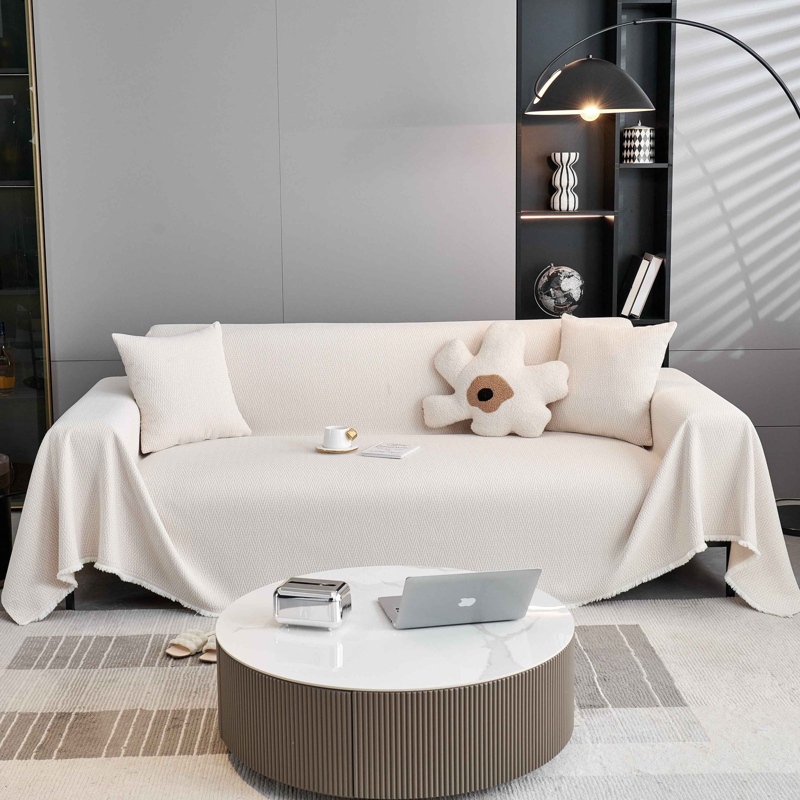 Waterproof Scratch Proof Herringbone Large Throw Blanket for Couch, Chenille Couch Cushion Covers for Pets