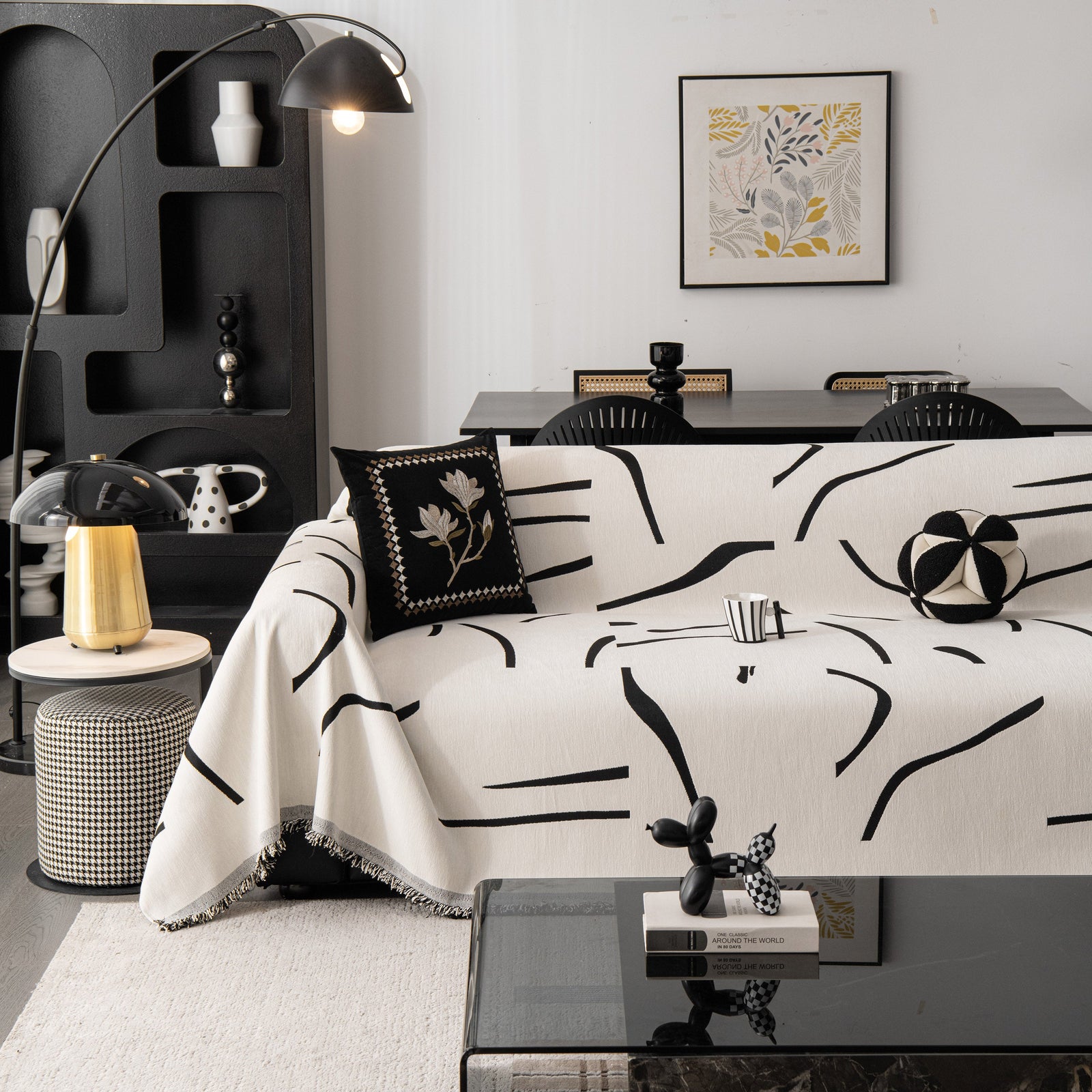 Modern Abstract Couch Cover Blanket, Decor Furniture Protector for Sectional Sofa