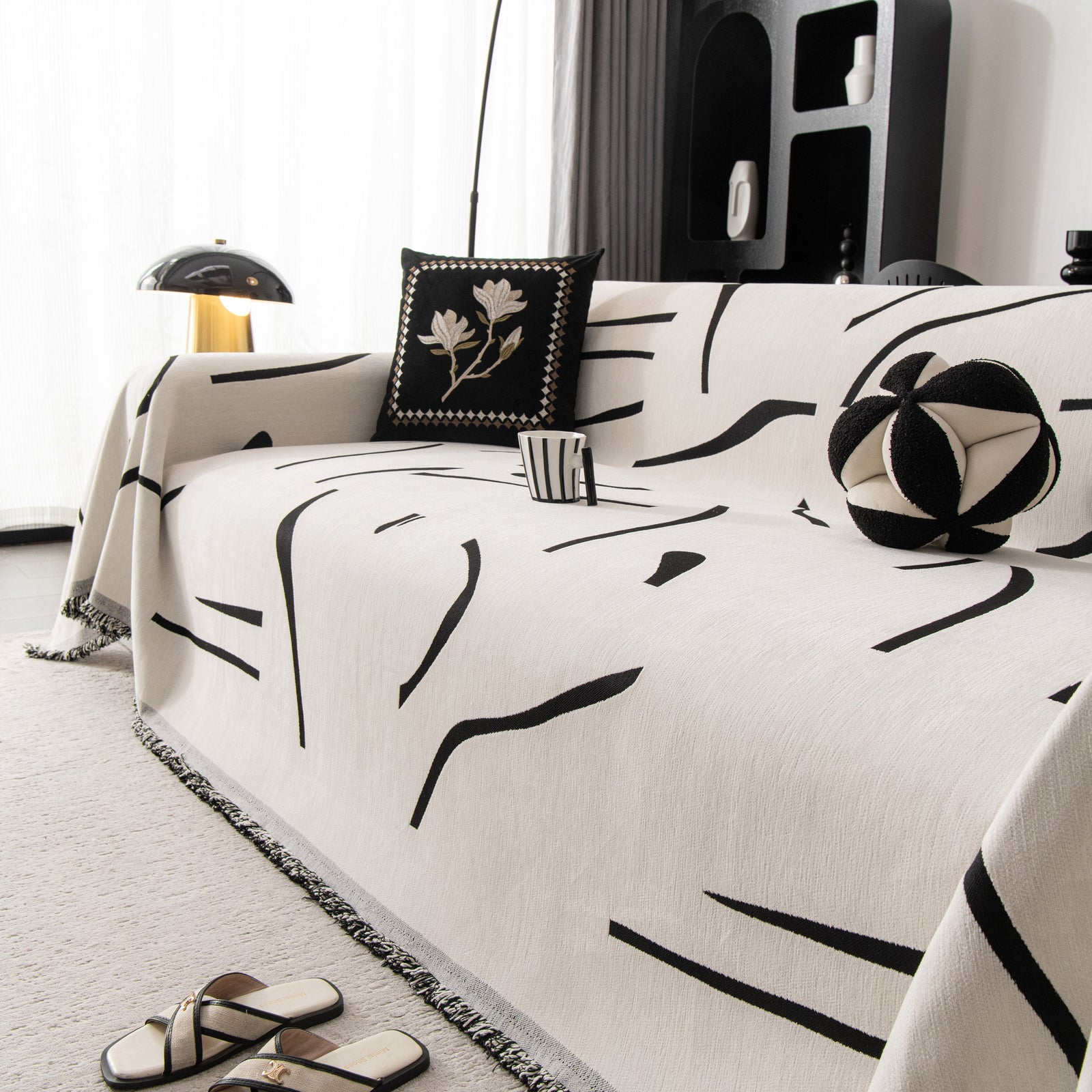 Modern Abstract Couch Cover Blanket, Decor Furniture Protector for Sectional Sofa