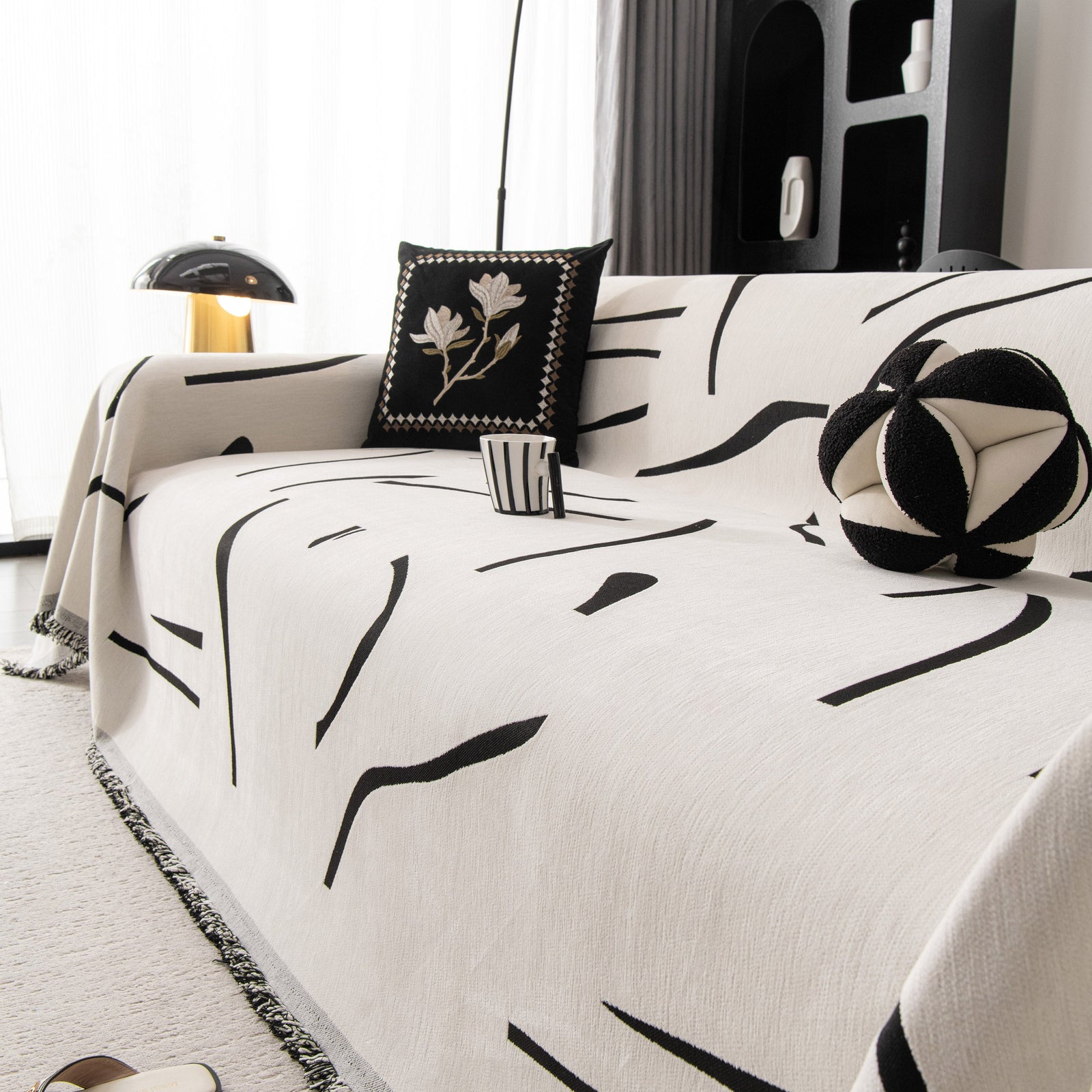 Modern Abstract Couch Cover Blanket, Decor Furniture Protector for Sectional Sofa