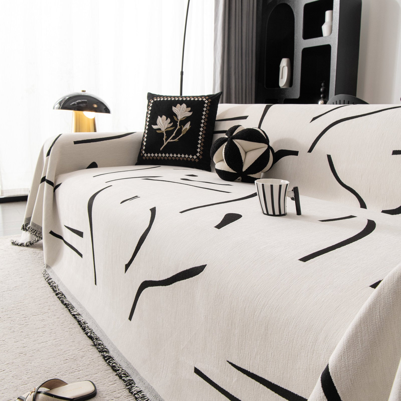 Modern Abstract Couch Cover Blanket, Decor Furniture Protector for Sectional Sofa
