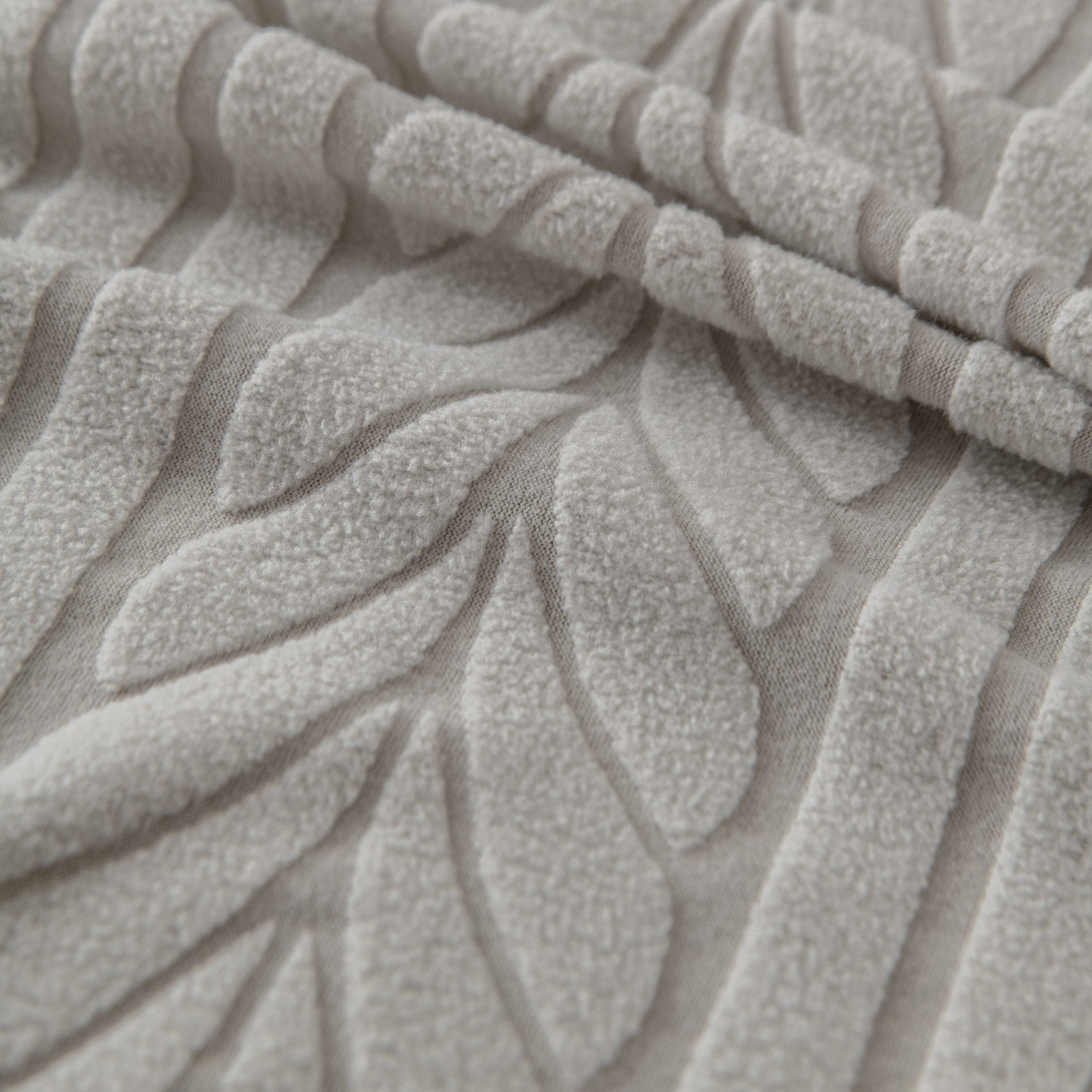 Plush Fleece Sofa Slipcover with 3D Wheat Pattern, Cozy High-Stretch Couch Cover