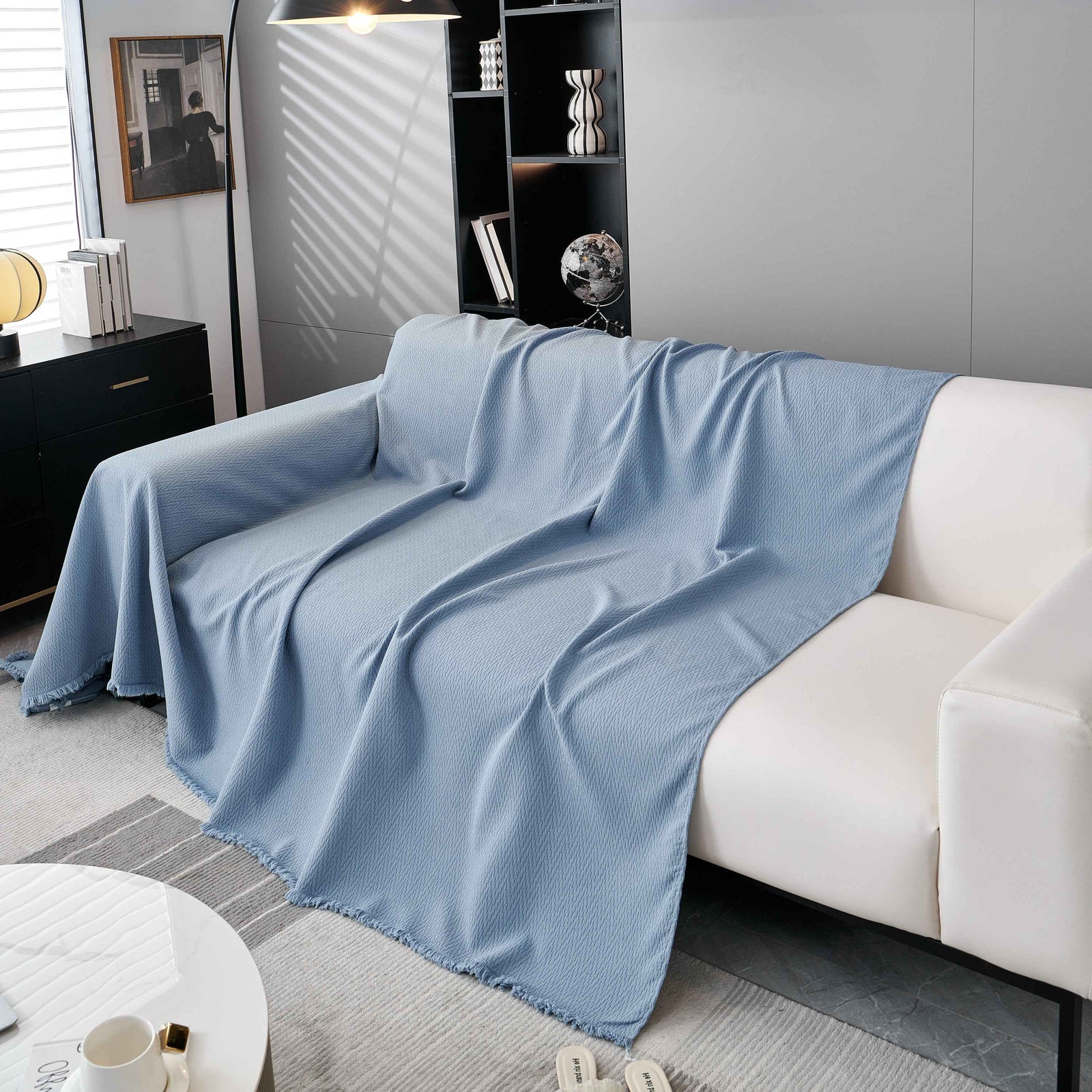 Waterproof Scratch Proof Herringbone Large Throw Blanket for Couch, Chenille Couch Cushion Covers for Pets