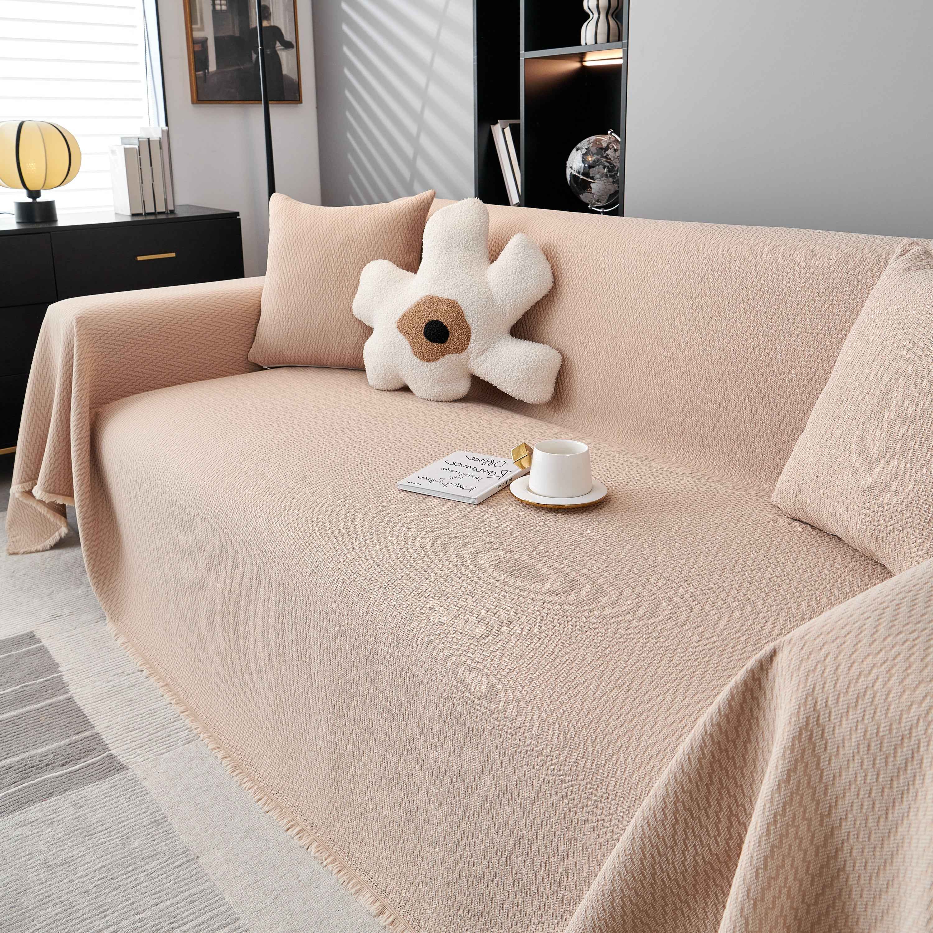 Waterproof Scratch Proof Herringbone Large Throw Blanket for Couch, Chenille Couch Cushion Covers for Pets