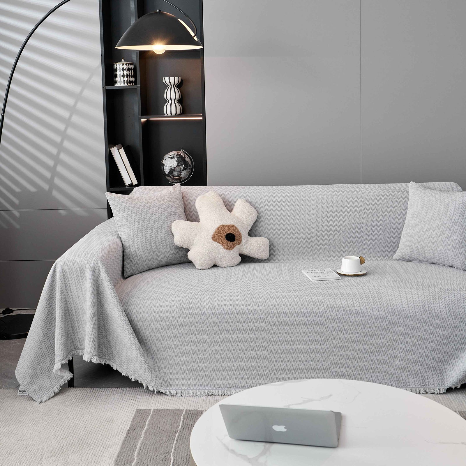 Waterproof Scratch Proof Herringbone Large Throw Blanket for Couch, Chenille Couch Cushion Covers for Pets