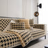 Winter Thickened Sherpa Fleece Houndstooth Sofa Cushion, Non-slip Sofa Cover with Plush