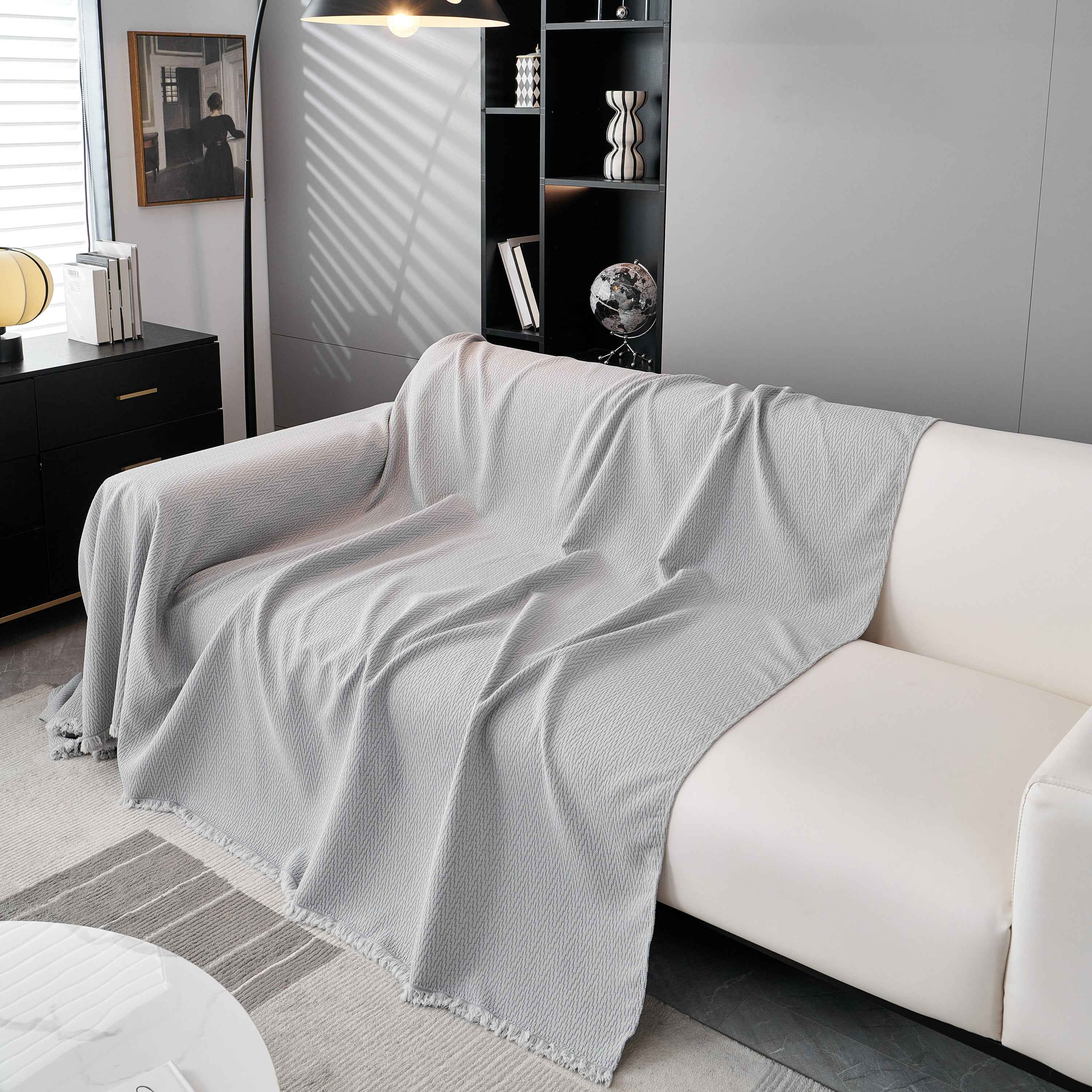 Waterproof Scratch Proof Herringbone Large Throw Blanket for Couch, Chenille Couch Cushion Covers for Pets