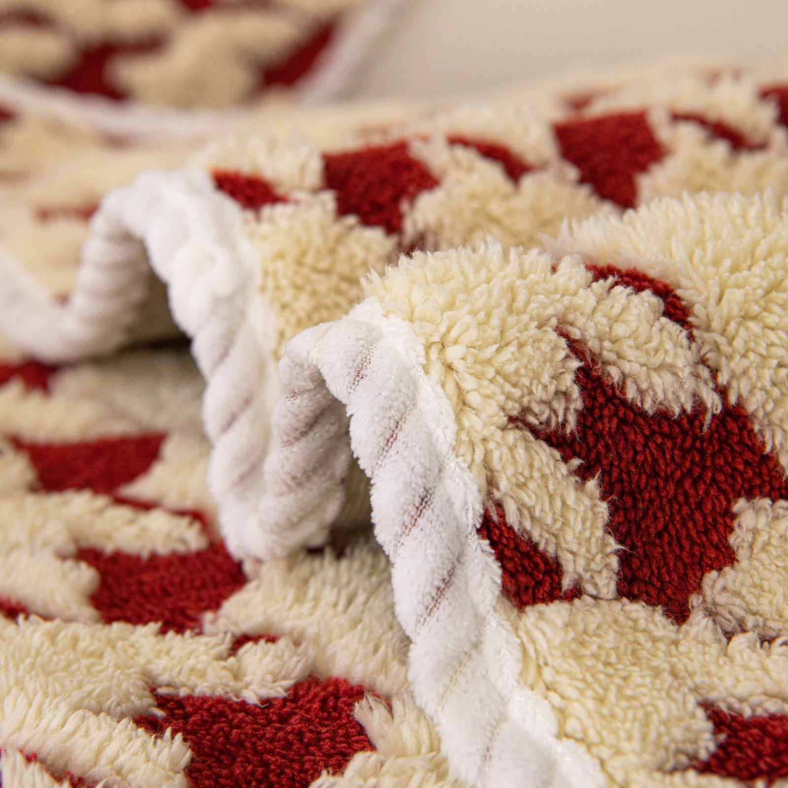 Winter Thickened Sherpa Fleece Houndstooth Sofa Cushion, Non-slip Sofa Cover with Plush