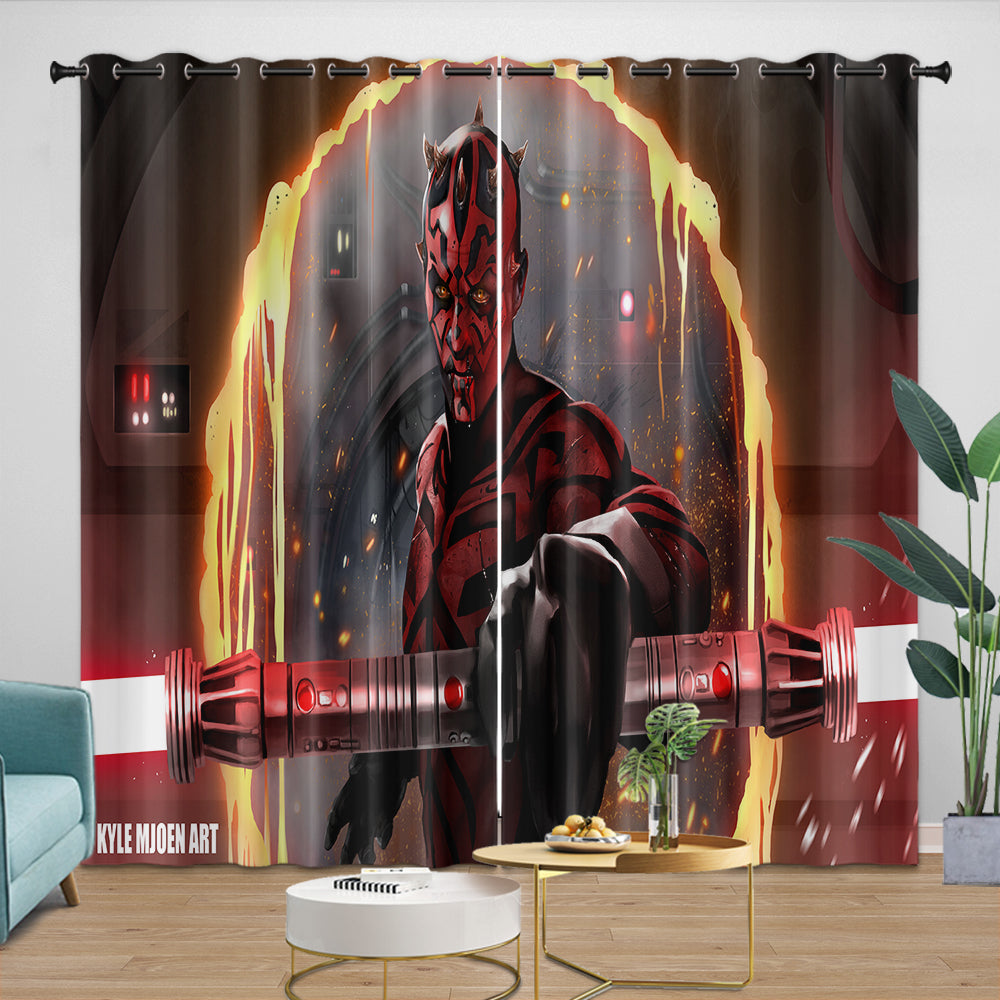 Darth Maul Curtains Pattern Blackout Window Drapes