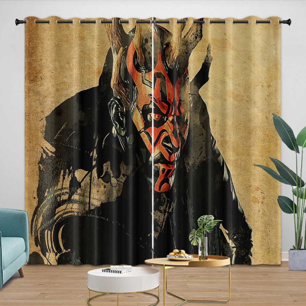 Darth Maul Curtains Pattern Blackout Window Drapes