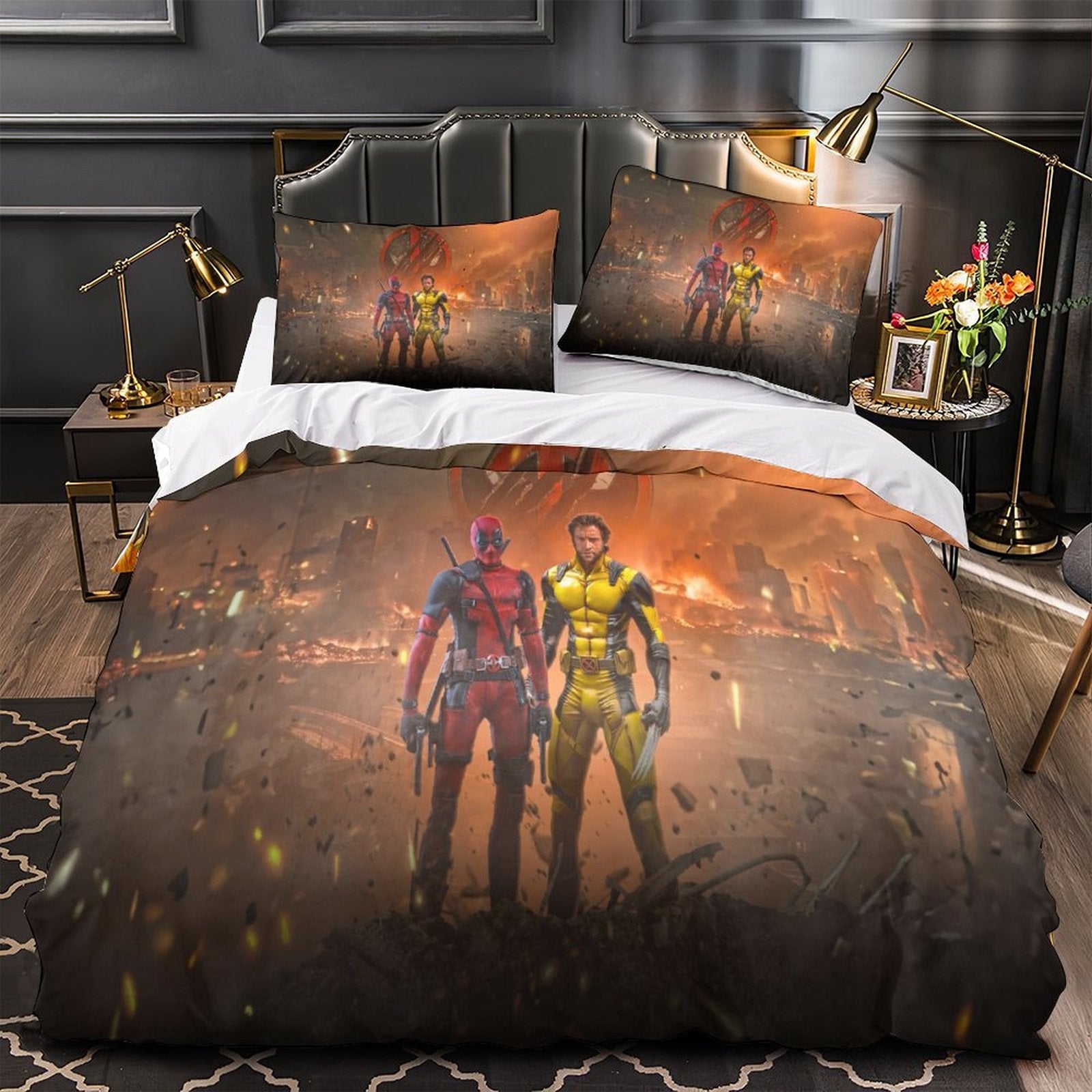 Deadpool And Wolverine Bedding Set Pattern Quilt Cover Without Filler