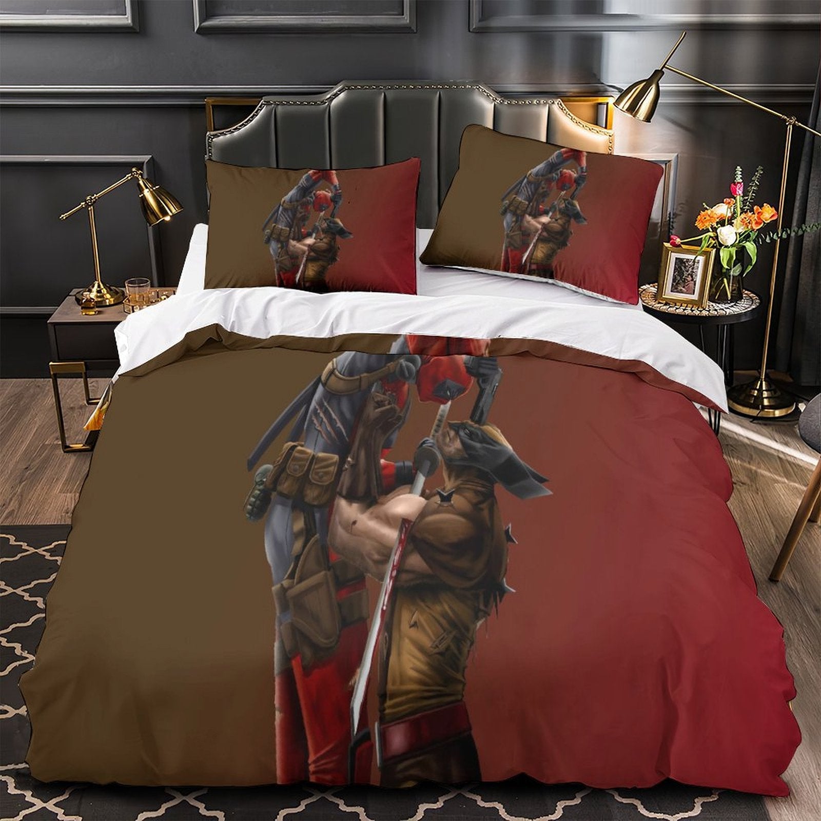 Deadpool And Wolverine Bedding Set Pattern Quilt Cover Without Filler