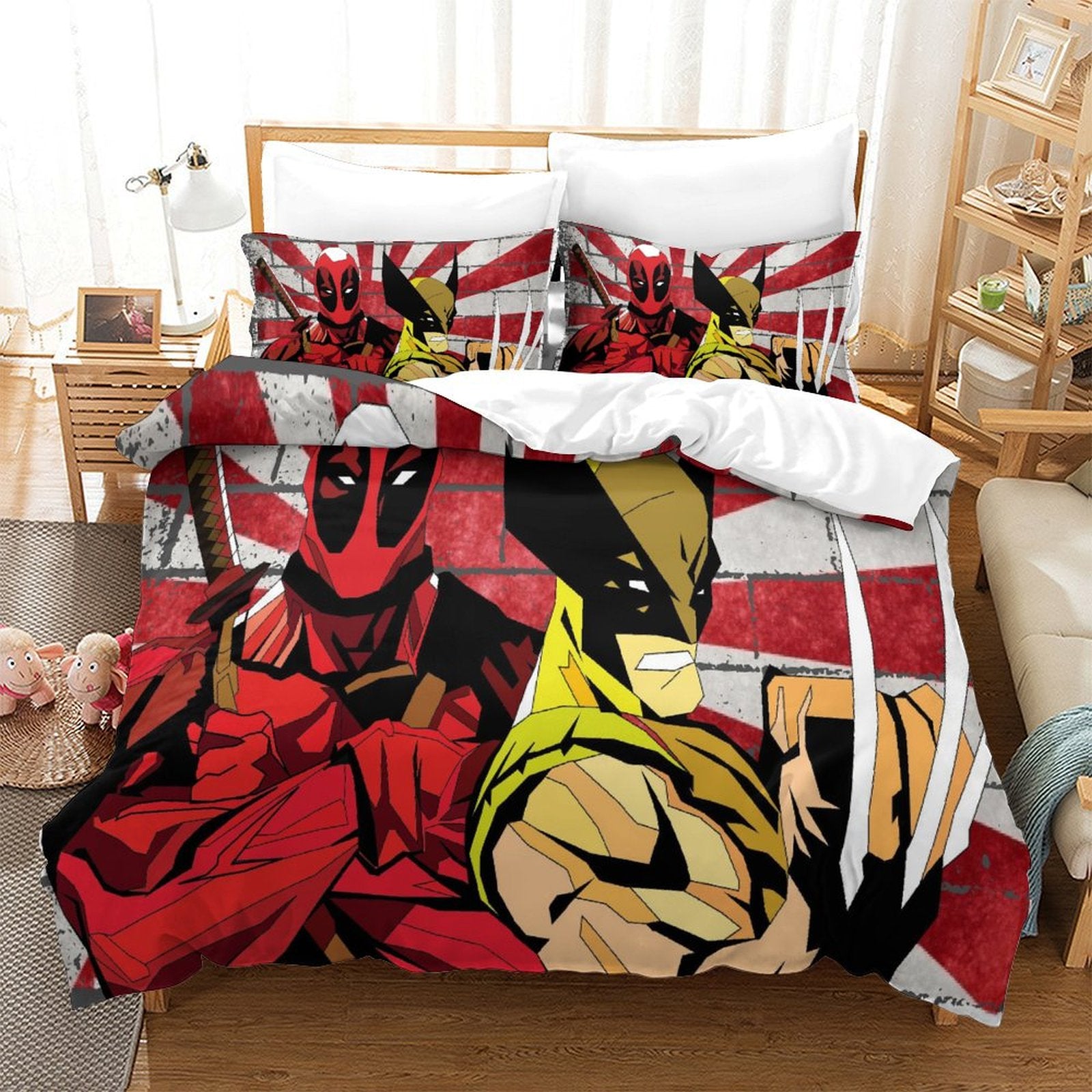 Deadpool And Wolverine Bedding Set Pattern Quilt Cover Without Filler