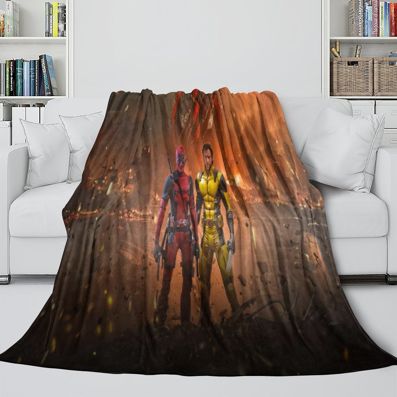 Deadpool And Wolverine Blanket Flannel Fleece Throw Room Decoration