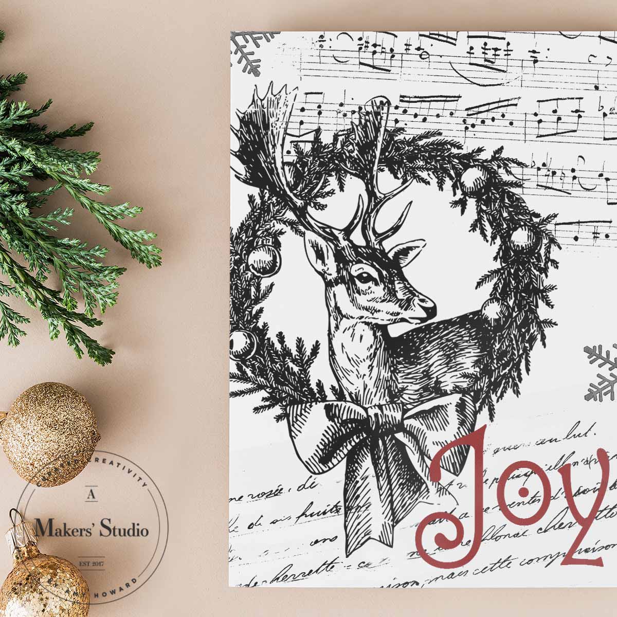 Deer Collage - Mesh Stencil 12x12