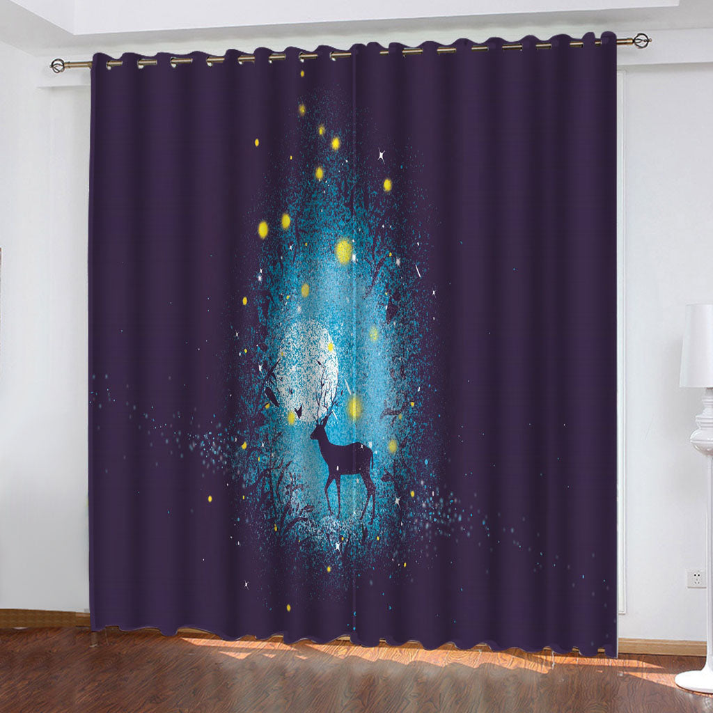 Deer Curtains Pattern Blackout Window Drapes