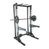 Deluxe Half Rack Complete Weight Set - Muscle D Fitness - Heavy Duty - Adjustable Safety Bars - Pull Up - Vertical Olympic Bar Storage