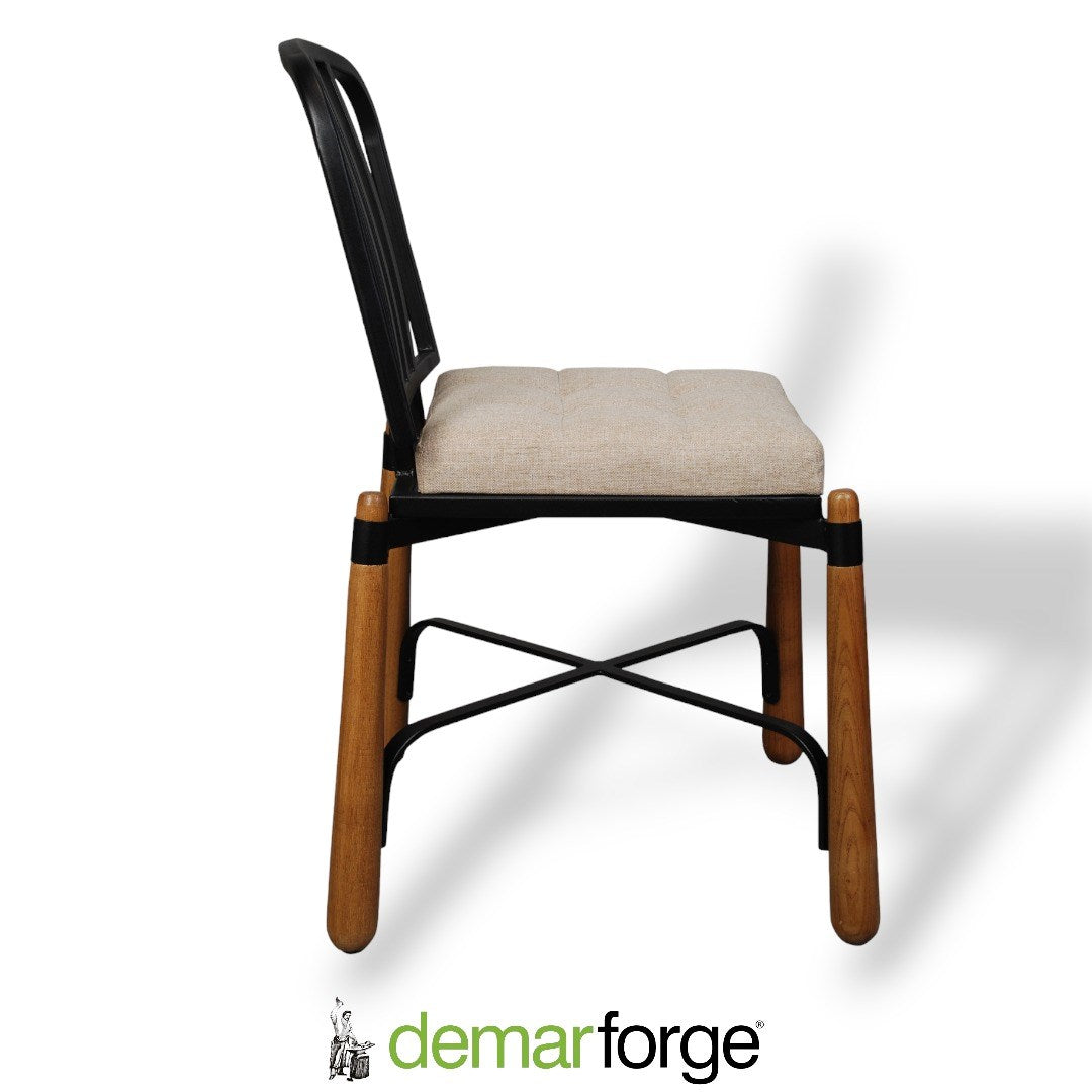 DemarForge Chair 5318 - Handcrafted European Chestnut / Wrought Iron Chair – Customizable Dining Chair (Set of 2)